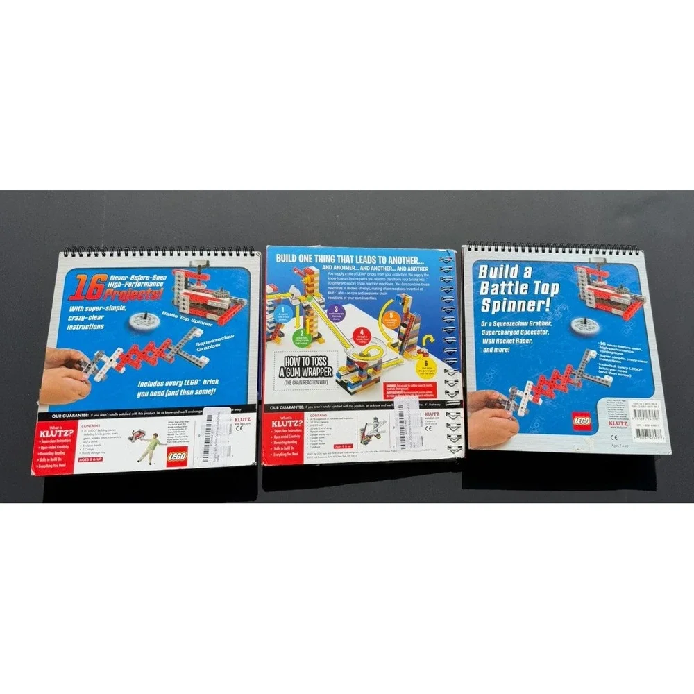 LEGO Klutz STEM Lot Chain Reactions + 2 Crazy Action Contraptions Books Kits